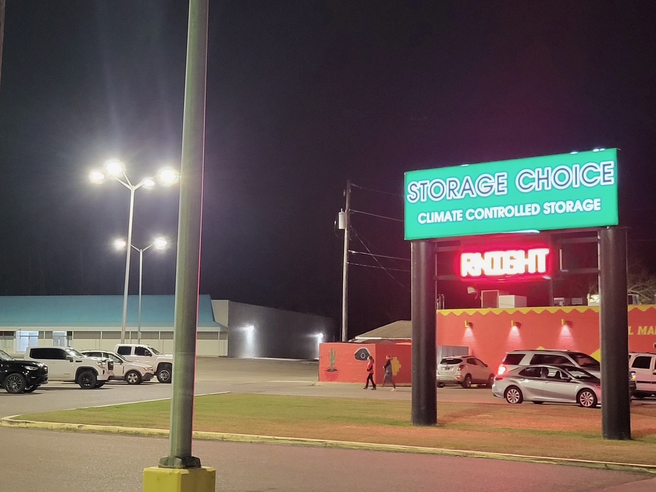 Storage Choice Peal - sign at night